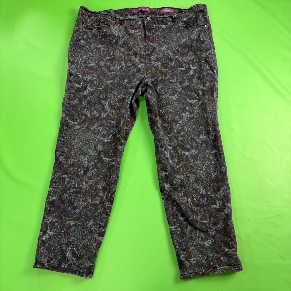Gloria Vanderbilt Paisley Floral AOP Amanda Jeans Womens 22/28 Teal Straight Leg